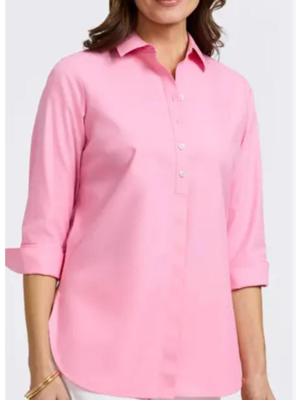 Foxcroft Taylor Wrinkle Free Pink 3/4 Sleeve Button Up Shirt - Women's 8 NWOT